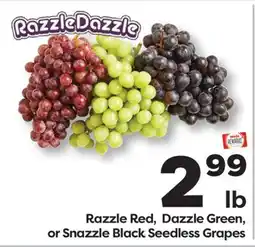Weis Markets Razzle Red, Dazzle Green, or Snazzle Black Seedless Grapes offer