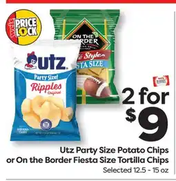 Weis Markets Utz Party Size Potato Chips or On the Border Fiesta Size Tortilla Chips offer