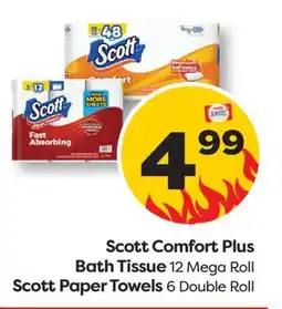 Weis Markets Scott Comfort Plus Bath Tissue 12 Mega Roll Scott Paper Towels 6 Double Roll offer