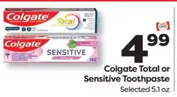 Weis Markets Colgate Total or Sensitive Toothpaste offer