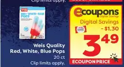 Weis Markets Weis Quality Red, White, Blue Pops offer