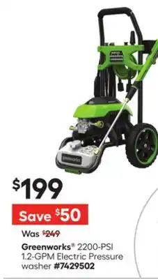 Lowe's Greenworks 2200-PSI 1.2-GPM Electric Pressure washer offer