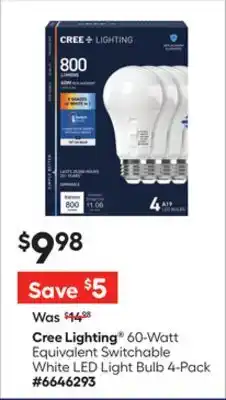Lowe's 60-Watt Equivalent Switchable White LED Light Bulb 4-Pack offer
