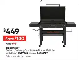 Lowe's 36-Inch Culinary Omnivore 4-Burner Griddle with Hood offer