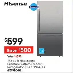Lowe's Hisense 17.2-cu ft Fingerprint Resistant Bottom-Freezer Refrigerator offer