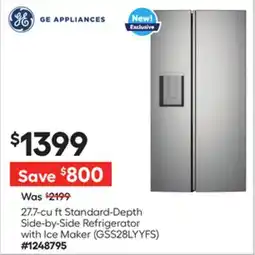 Lowe's 27.7-cu ft Standard-Depth Side-by-Side Refrigerator with Ice Maker offer