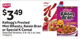 Stop&Shop Kellogg's Frosted Mini Wheats, Raisin Bran or Special K Cereal offer