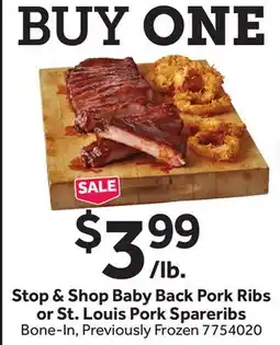 Stop&Shop Stop & Shop Baby Back Pork Ribs or St. Louis Pork Spareribs offer