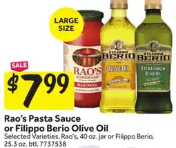 Stop&Shop Rao's Pasta Sauce or Filippo Berio Olive Oil offer