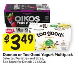 Stop&Shop Dannon or Too Good Yogurt Multipack offer