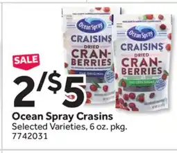 Stop&Shop Ocean Spray Crasins offer