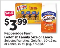 Stop&Shop Pepperidge Farm Goldfish Family Size or Lance offer