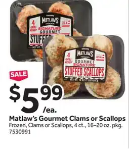 Stop&Shop Matlaw's Gourmet Clams or Scallops offer