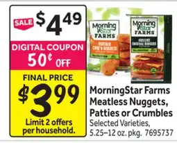 Stop&Shop MorningStar Farms Meatless Nuggets, Patties or Crumbles offer