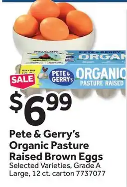 Stop&Shop Pete & Gerry's Organic Pasture Raised Brown Eggs offer