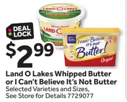 Stop&Shop Land O Lakes Whipped Butter or I Can't Believe It's Not Butter offer