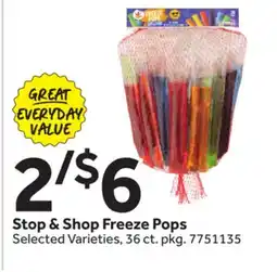 Stop&Shop Stop & Shop Freeze Pops offer