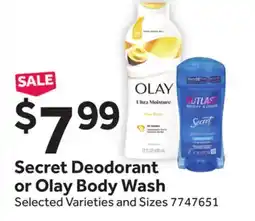 Stop&Shop Secret Deodorant or Olay Body Wash offer