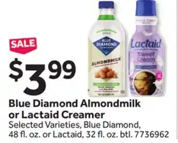 Stop&Shop Blue Diamond Almondmilk or Lactaid Creamer offer