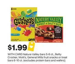 CVS Nature Valley bars 5-6 ct., Betty Crocker, Mott's, General Mills fruit snacks or treat bars 6-10 ct offer