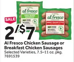 Stop&Shop Al Fresco Chicken Sausage or Breakfast Chicken Sausages offer