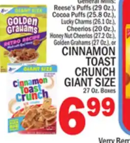 C Town CINNAMON TOAST CRUNCH GIANT SIZE 27 Oz. Boxes offer