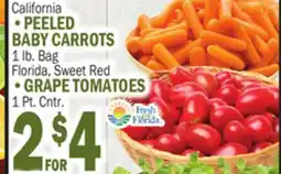 C Town PEELED BABY CARROTS 1 lb. Bag Florida, Sweet Red GRAPE TOMATOES 1 Pt. Cntr offer