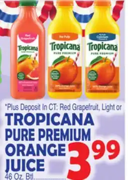 Bravo Supermarkets TROPICANA PURE PREMIUM ORANGE JUICE offer