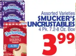 Bravo Supermarkets SMUCKER'S UNCRUSTABLES 4 Pk. 7.2-8 Oz. Box offer