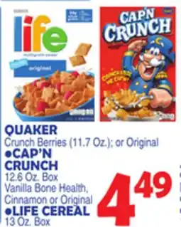 Bravo Supermarkets QUAKER •CAP'N CRUNCH •LIFE CEREAL offer