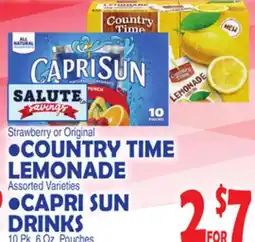 Bravo Supermarkets COUNTRY TIME LEMONADE CAPRI SUN DRINKS offer