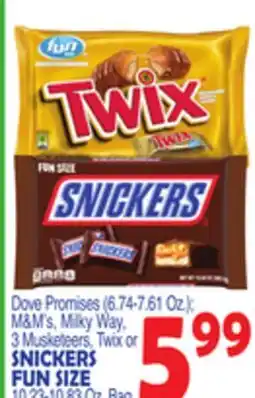 Bravo Supermarkets SNICKERS FUN SIZE, 10.23-10.83 Oz. Bag offer