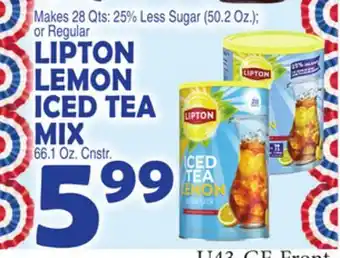 Bravo Supermarkets LIPTON LEMON ICED TEA MIX offer