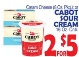 Bravo Supermarkets Cream Cheese (8 Oz. Pkg.) or CABOT SOUR CREAM 16 Oz. Cntr offer