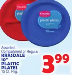Bravo Supermarkets KRASDALE 10 PLASTIC PLATES 15 Ct. Pkg offer