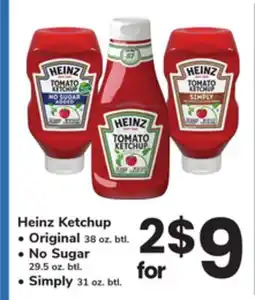 ACME Heinz Ketchup Original 38 oz. btl. No Sugar 29.5 oz. btl. Simply 31 oz. btl offer