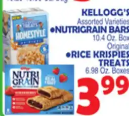 Bravo Supermarkets KELLOGG'S •NUTRIGRAIN BARS 10.4 Oz. Box •RICE KRISPIES TREATS 6.98 Oz. Box offer
