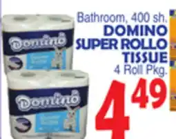 Bravo Supermarkets DOMINO SUPER ROLLO TISSUE 4 Roll Pkg offer