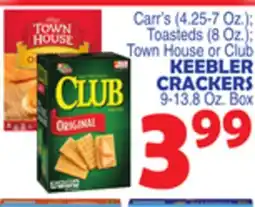 Bravo Supermarkets Carr's 4.25-7 Oz. Toasteds 8 Oz. Town House or Club Keebler Crackers offer