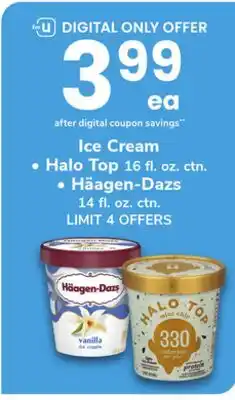 ACME Ice Cream Halo Top 16 fl. oz. ctn. or Häagen-Dazs 14 fl. oz. ctn offer