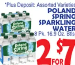 Bravo Supermarkets POLAND SPRING SPARKLING WATER 8 Pk. 16.9 Oz. Btls offer