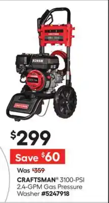 Lowe's 3100-PSI 2.4-GPM Gas Pressure Washer offer