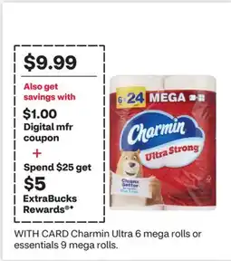 CVS Charmin Ultra 6 mega rolls or essentials 9 mega rolls offer