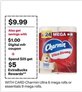 CVS Charmin Ultra 6 mega rolls or essentials 9 mega rolls offer