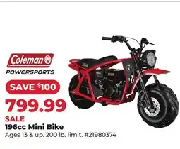 Runnings 196cc Mini Bike offer