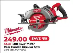 Runnings M18 Fuel 7-1/4 Rear Handle Circular Saw offer