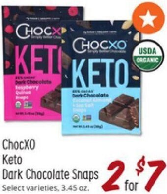 Sprouts Farmers Market ChocXo Keto Dark Chocolate Snaps offer