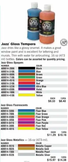 Blick Jazz Gloss Tempera offer