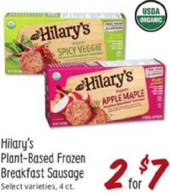 Sprouts Farmers Market Hilary's Plant-Based Frozen Breakfast Sausage offer