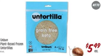 Sprouts Farmers Market Unbun Plant-Based Frozen Untortillas offer